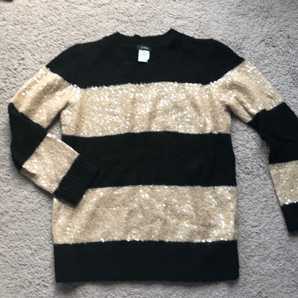Black beige sequin sweater